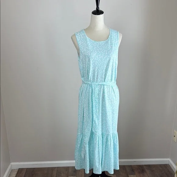 J. Crew Factory Printed knit tie-waist midi dress ditsy floral tiered size xl - Picture 2 of 13